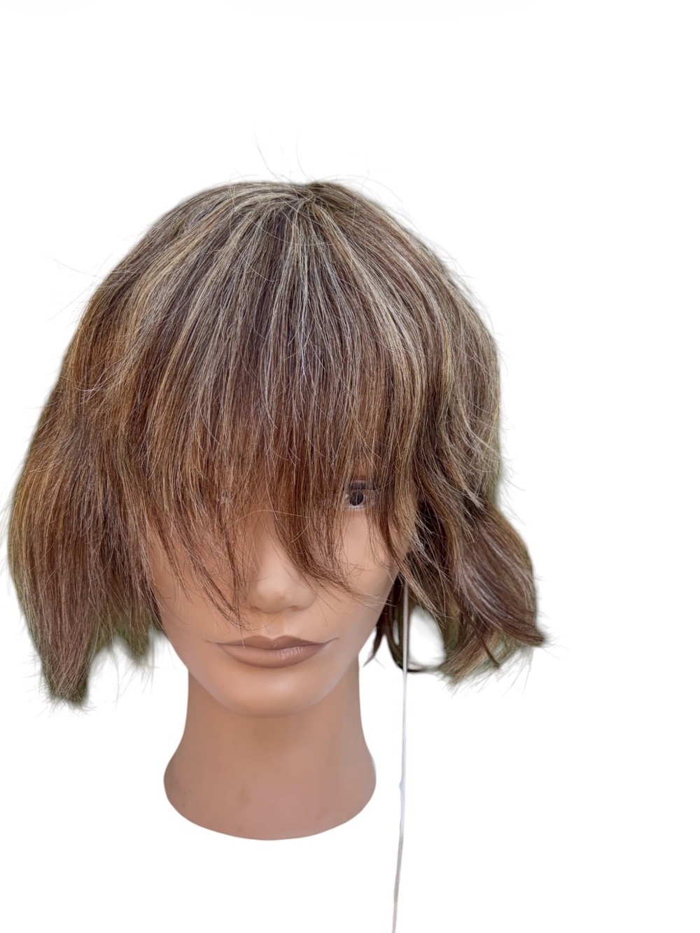 NWT Pantene beautiful lengths human hair brown & blonde short shaggy bob wig